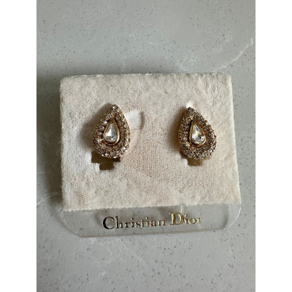 Vintage Christian Dior Teardrop Clip On Earrings